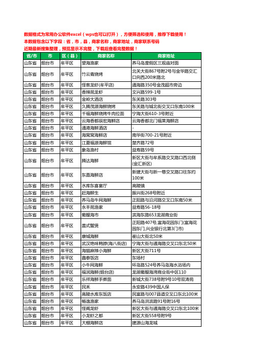 2020新版山东省烟台市牟平区海鲜工商企业公司商家名录名单黄页联系电话号码地址大全80家