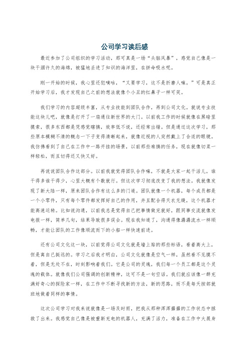 公司学习读后感