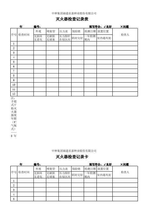 灭火器检查记录表