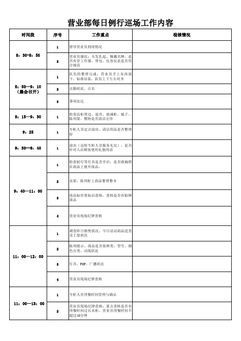 营运部主管每日巡场工作内容