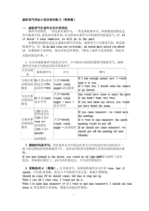虚拟语气用法小结及练习(附答案)