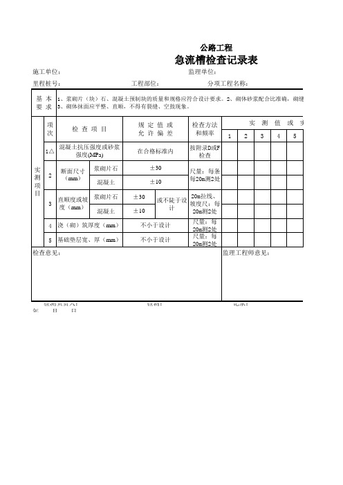 急流槽检查记录表