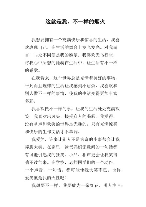 这就是我,不一样的烟火