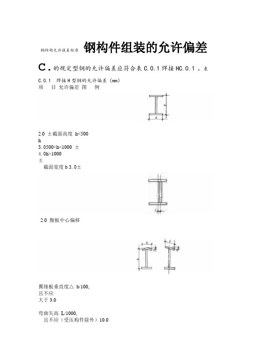 钢结构允许误差标准