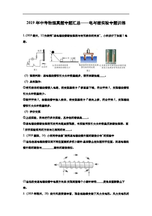 2019年中考物理真题专题汇总——电与磁实验专题训练