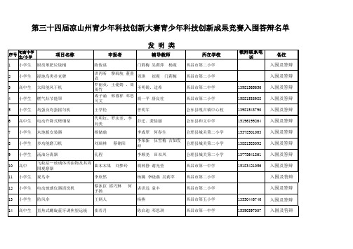 青少年创新成果发明类