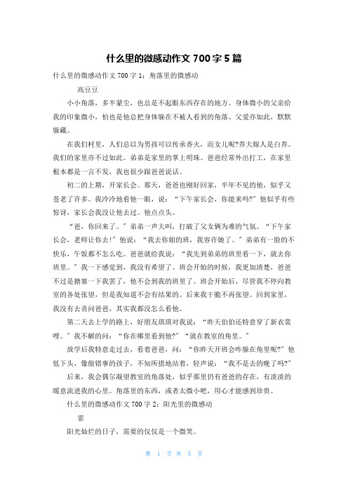 什么里的微感动作文700字5篇