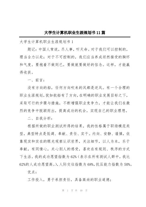 大学生计算机职业生涯规划书11篇