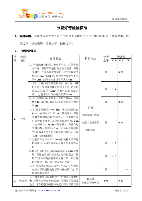 节能灯管检验标准