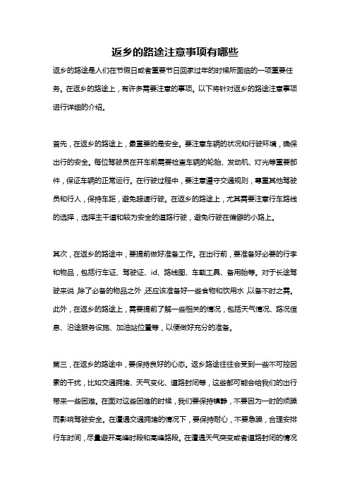 返乡的路途注意事项有哪些