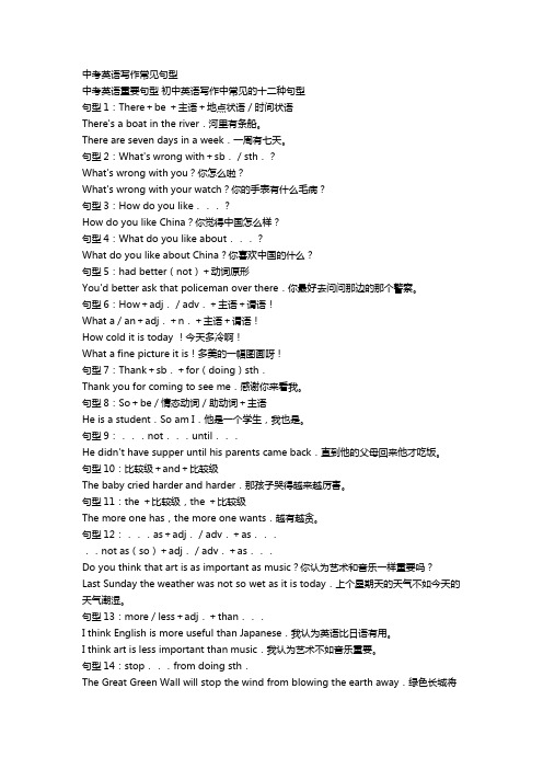 中考英语写作常见句型