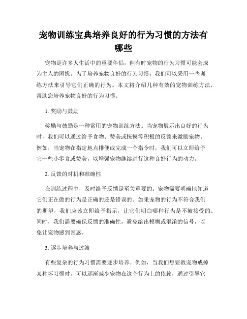 宠物训练宝典培养良好的行为习惯的方法有哪些