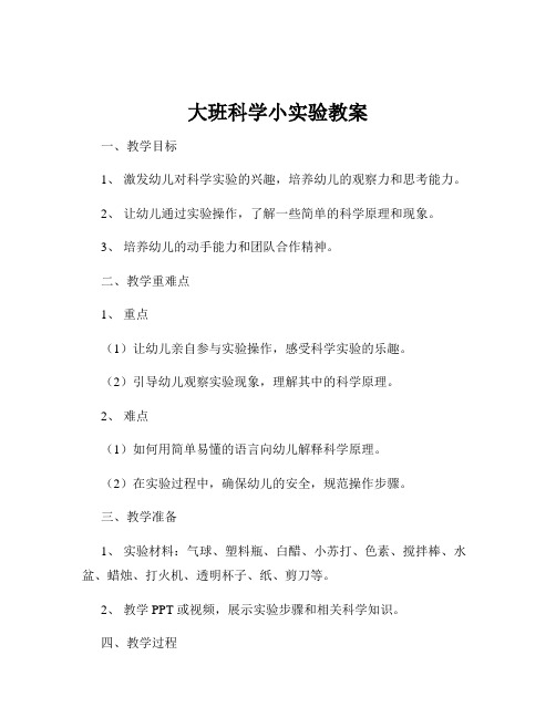 大班科学小实验教案