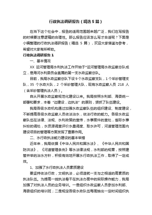 行政执法调研报告（精选5篇）