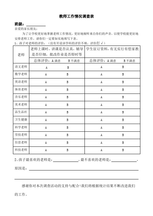 家长意见反馈表 (1)