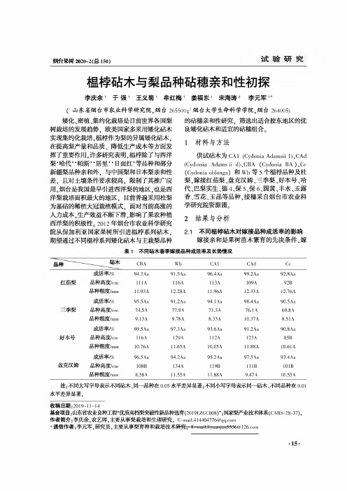 榅桲砧木与梨品种砧穗亲和性初探