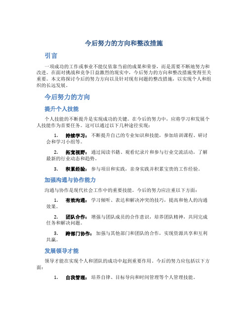 今后努力的方向和整改措施怎么写