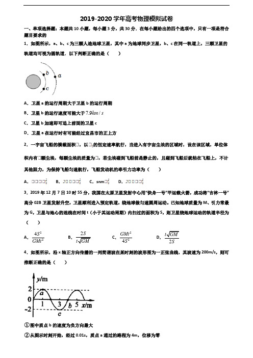 ★试卷3套汇总★上海市松江区2020年高考物理学业水平测试试题