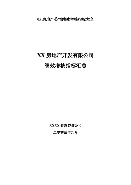 05房地产公司绩效考核指标大全