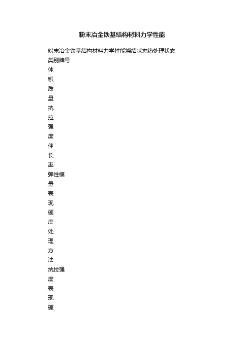 粉末冶金铁基结构材料力学性能