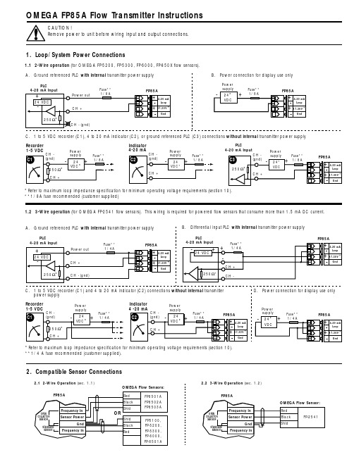 OMEGA FP85A 4-20 mA流量传感器说明书
