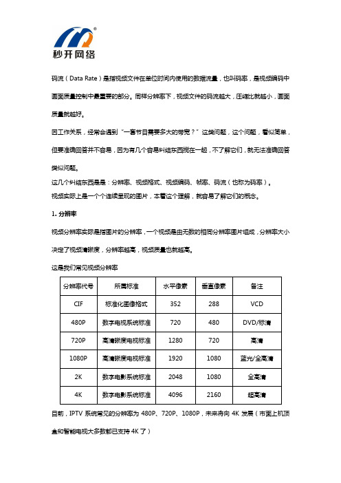 IPTV系统常见码流有多大？