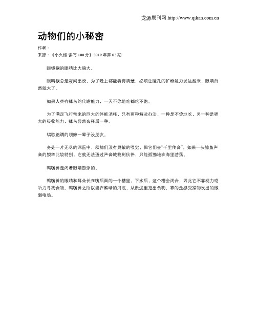 动物们的小秘密