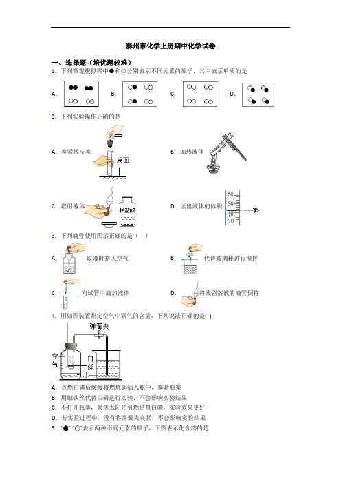 泰州市初三化学上册期中初三化学试卷