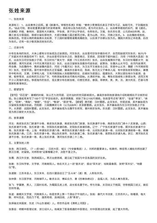 张姓来源——精选推荐