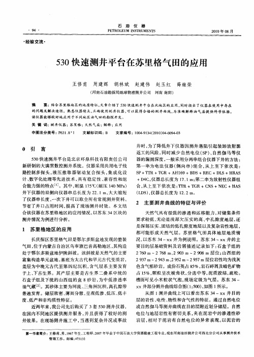 530快速测井平台在苏里格气田的应用