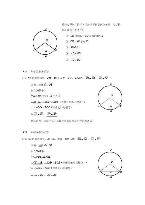 垂径定理的推论的证明