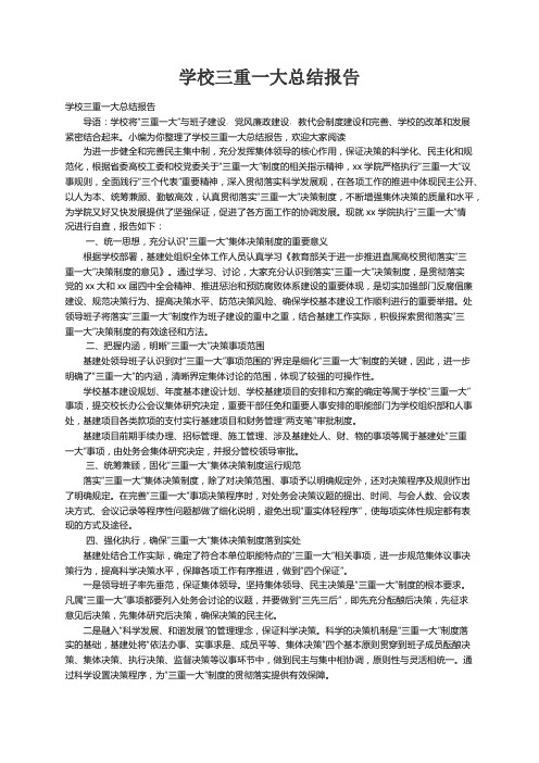 学校三重一大总结报告