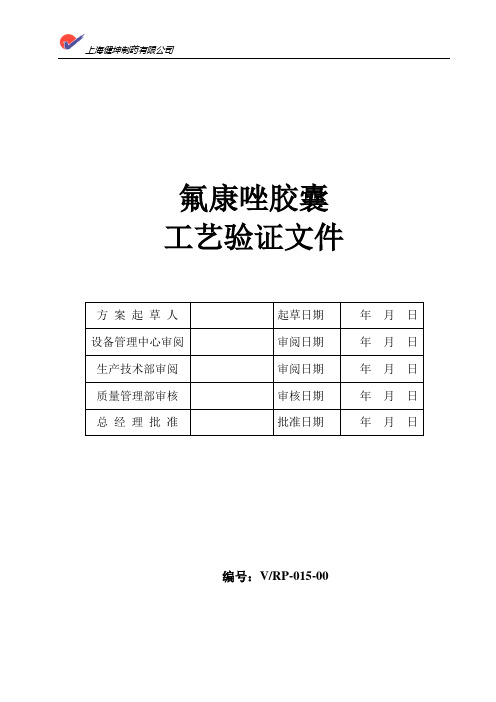 氟康唑胶囊工艺验证文件9.19