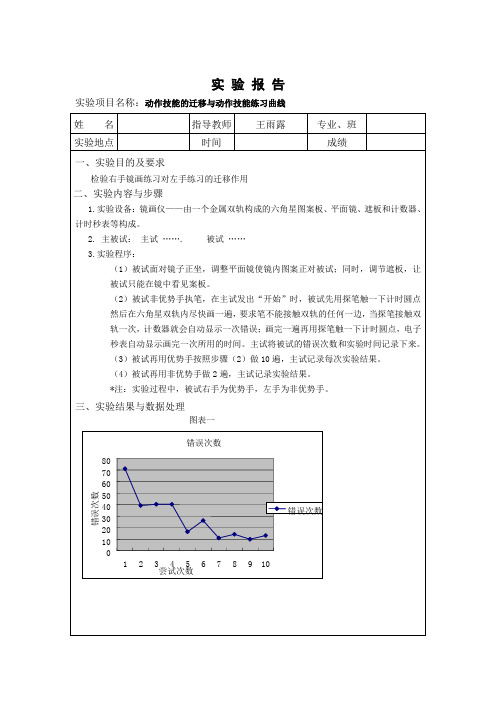 动作技能的迁移与动作技能练习曲线