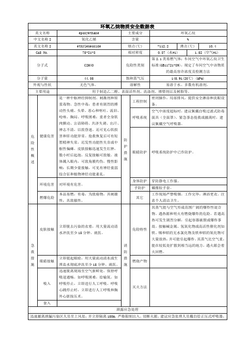 环氧乙烷物质安全数据表