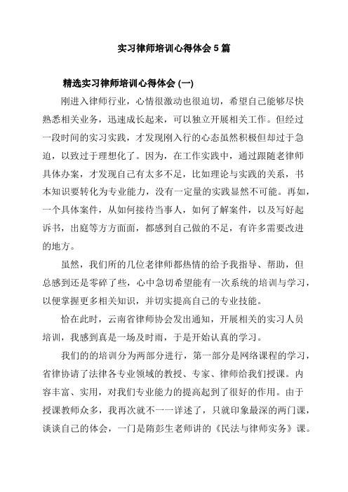 实习律师培训心得体会5篇