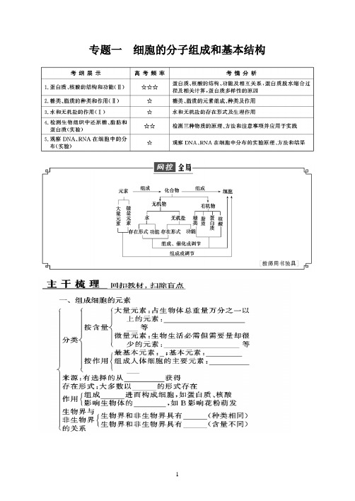 专题一细胞的分子组成