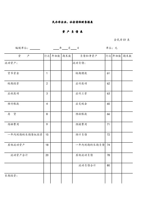 社会团体财务报表