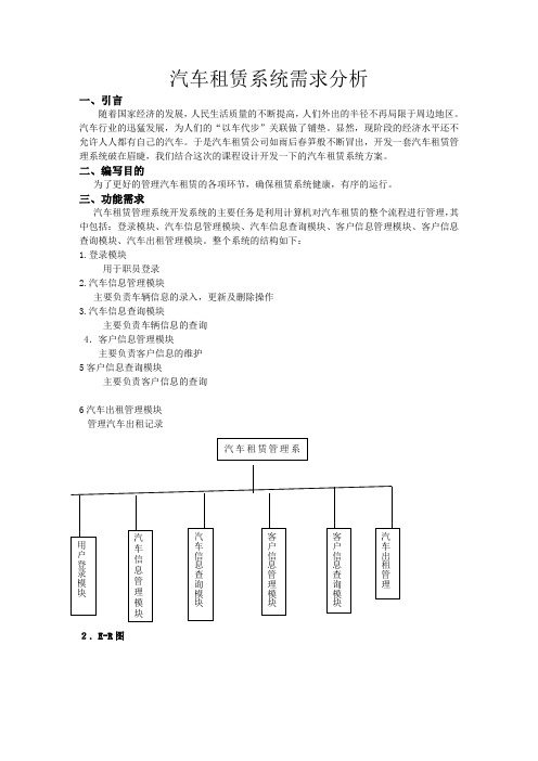 汽车租赁管理系统需求分析