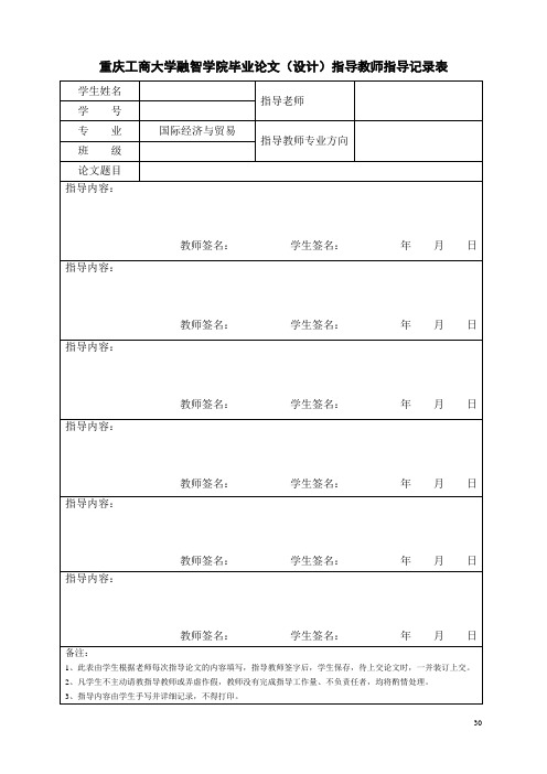 毕业论文(设计)指导教师指导记录表