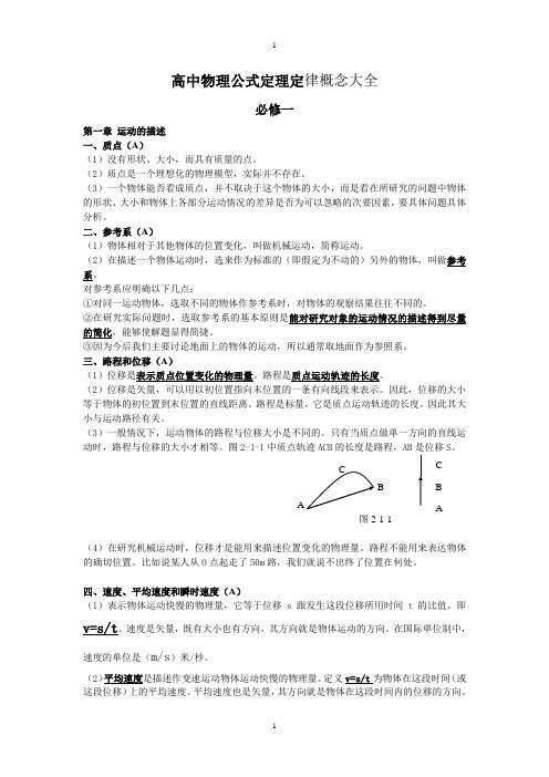 高中物理全部公式、定理、定律总结大全(绝对精华)