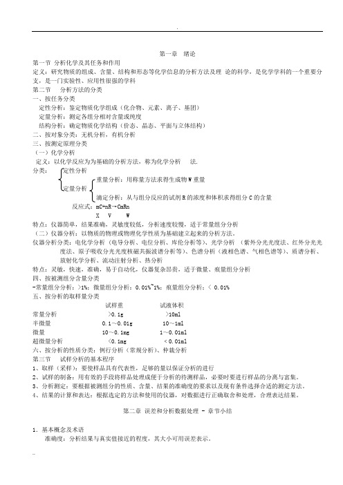 分析化学知识点总结