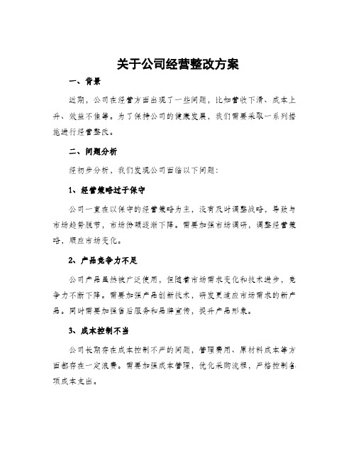 关于公司经营整改方案