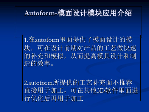 Autoform模面设计模块应用介绍(PPT 42张)