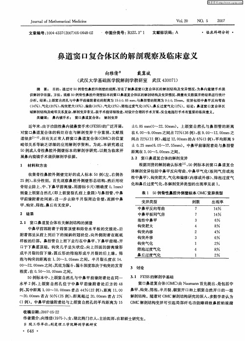 鼻道窦口复合体区的解剖观察及临床意义