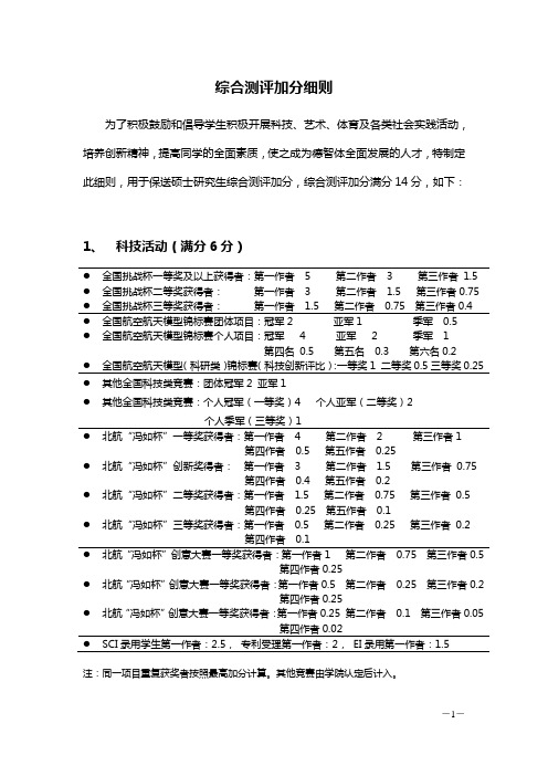 综合测评加分细则