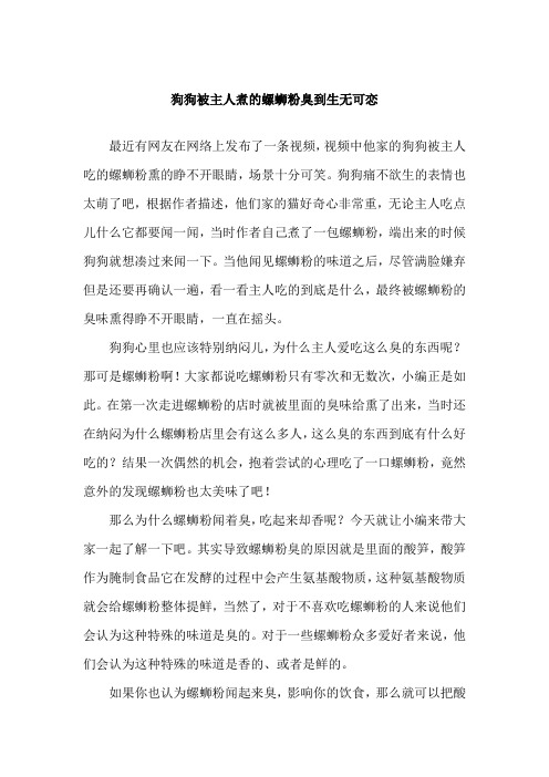 狗狗被主人煮的螺蛳粉臭到生无可恋