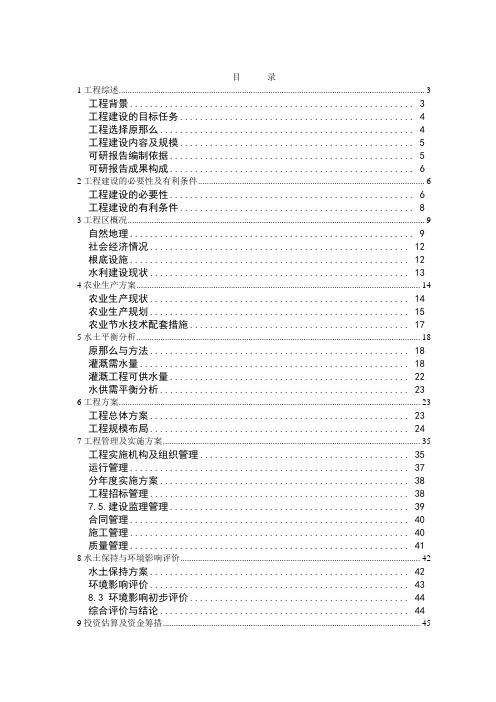 节水灌溉项目可行性研究报告