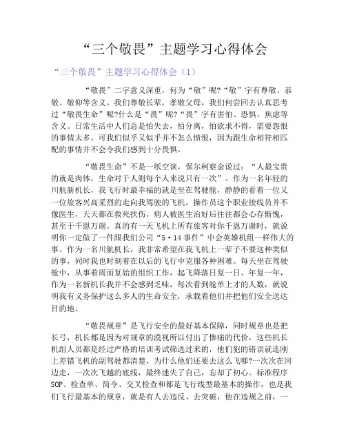 “三个敬畏”主题学习心得体会