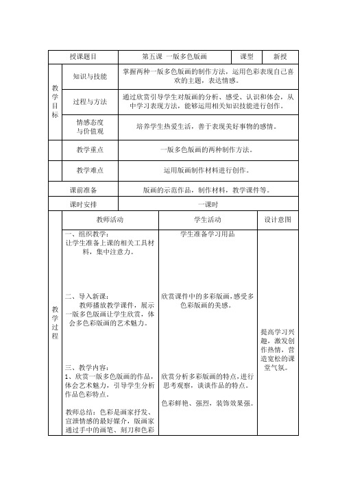 第五课 一版多色版画